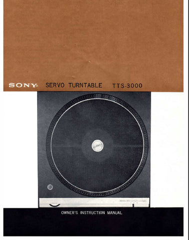 SONY TTS-3000 SERVO TURNTABLE OWNER'S INSTRUCTION MANUAL 7 PAGES ENG