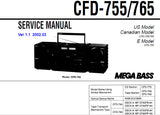 SONY CFD-755 CFD-765 CD RADIO CASSETTE-CORDER SERVICE MANUAL VER 1.1 INC PCBS BLK DIAGS SCHEM DIAGS AND PARTS LIST 46 PAGES SOME TREBLE SO 72 PAGES ENG
