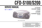SONY CFD-S100 CFD-S200 CD RADIO CASSETTE-CORDER SERVICE MANUAL INC BLK DIAGS SCHEM DIAGS PCBS AND PARTS LIST 54 PAGES ENG