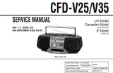 SONY CFD-V25 CFD-V35 CD RADIO CASSETTE-CORDER SERVICE MANUAL INC BLK DIAGS PCBS SCHEM DIAGS AND PARTS LIST 32 PAGES ENG