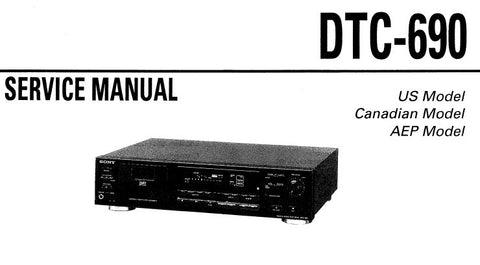 SONY DTC-690 DIGITAL AUDIO TAPE DECK SERVICE MANUAL INC CONN DIAGS BLK DIAG PCBS SCHEM DIAGS AND PARTS LIST 63 PAGES ENG