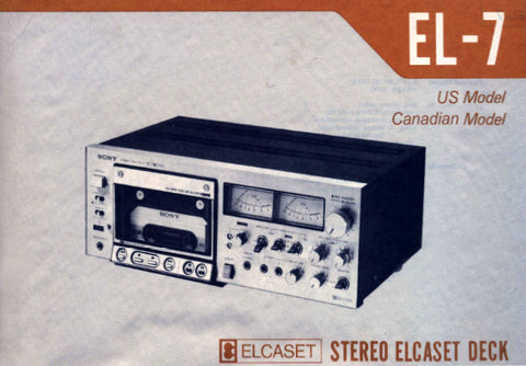 SONY EL-7 STEREO ELCASET DECK SERVICE MANUAL INC BLK DIAGS SCHEM DIAGS PCBS AND PARTS LIST 56 PAGES ENG