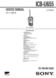 SONY ICB-U655 FRS 2 WAY RADIO SERVICE MANUAL INC BLK DIAG PCBS SCHEM DIAG AND PARTS LIST 20 PAGES ENG