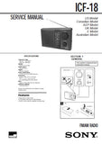 SONY ICF-18 FM AM RADIO SERVICE MANUAL INC PCB SCHEM DIAG AND PARTS LIST 8 PAGES ENG