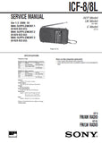 SONY ICF-8 FM AM RADIO ICF-8L FM LW SERVICE MANUAL INC PCB SCHEM DIAG AND PARTS LIST 13 PAGES ENG