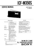 SONY ICF-M350S FM MW SW 3 BAND PLL SYNTHESIZED RECEIVER SERVICE MANUAL INC PCBS SCHEM DIAG AND PARTS LIST 13 PAGES ENG