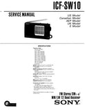 SONY ICF-SW10 FM STEREO SW 1-9 MW LW 12 BAND RECEIVER SERVICE MANUAL INC PCBS SCHEM DIAG AND PARTS LIST 15 PAGES ENG