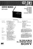 SONY ICF-SW1 FM STEREO LW MW SW PLL SYNTHESIZED RECEIVER SERVICE MANUAL INC BLK DIAG PCBS SCHEM DIAGS AND PARTS LIST 24 PAGES ENG