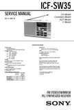 SONY ICF-SW35 FM STEREO SW MW PLL SYNTHESIZED RECEIVER SERVICE MANUAL INC BLK DIAG PCBS SCHEM DIAGS AND PARTS LIST 22 PAGES ENG