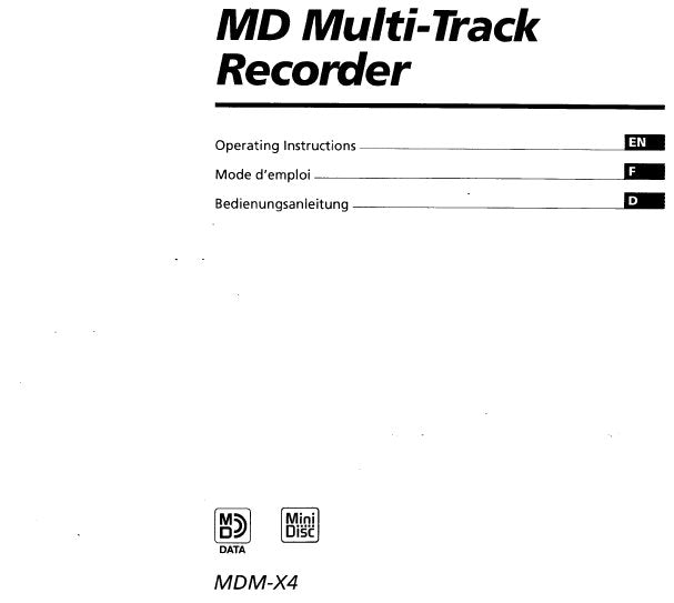 SONY MDM-X4 MD MULTI TRACK RECORDER OPERATING INSTRUCTIONS 196 PAGES ENG FRANC DEUT