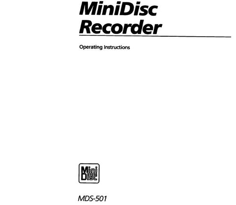 SONY MDS-501 MINIDISC RECORDER OPERATING INSTRUCTIONS 51 PAGES ENG