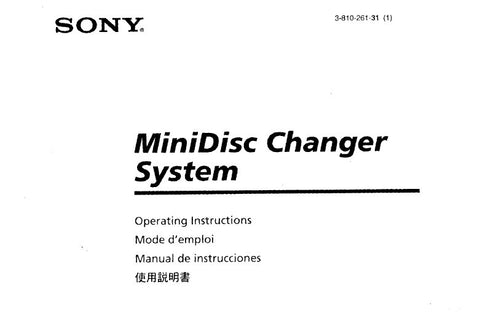 SONY MDX-60 MINIDISC CHANGER SYSTEM OPERATING INSTRUCTIONS 8 PAGES ENG FRANC ESP
