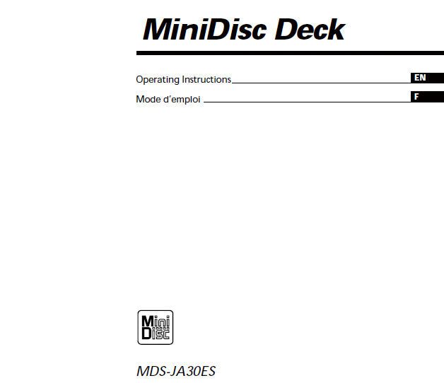 SONY MDS-JA30ES MINIDISC DECK OPERATING INSTRUCTIONS 88 PAGES ENG FRANC