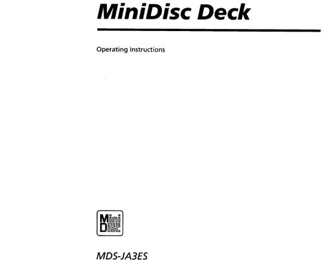 SONY MDS-JA3ES MINIDISC DECK OPERATING INSTRUCTIONS 33 PAGES ENG