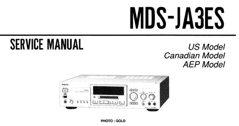 SONY MDS-JA3ES MINIDISC DECK SERVICE MANUAL INC BLK DIAGS PCBS SCHEM DIAGS AND PARTS LIST 33 PAGES ENG