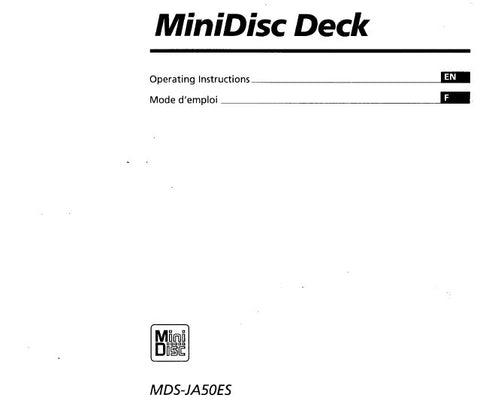 SONY MDS-JA50ES MINIDISC DECK OPERATING INSTRUCTIONS 85 PAGES ENG FRANC