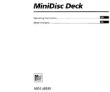 SONY MDS-JB930 MINIDISC DECK OPERATING INSTRUCTIONS 121 PAGES ENG FRANC