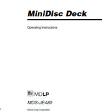 SONY MDS-JE480 MINIDISC DECK OPERATING INSTRUCTIONS 31 PAGES ENG