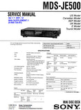 SONY MDS-JE500 MINIDISC DECK SERVICE MANUAL INC BLK DIAGS PCBS SCHEM DIAGS AND PARTS LIST 78 PAGES ENG