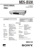 SONY MDS-JE630 MINIDISC DECK SERVICE MANUAL INC BLK DIAGS PCBS SCHEM DIAGS AND PARTS LIST 64 PAGES ENG