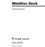 SONY MDS-JE780 MINIDISC DECK OPERATING INSTRUCTIONS 56 PAGES ENG