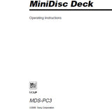 SONY MDS-PC3 MINIDISC DECK OPERATING INSTRUCTIONS 52 PAGES ENG