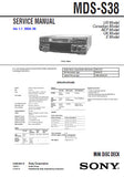 SONY MDS-S38 MINIDISC DECK SERVICE MANUAL INC BLK DIAGS PCBS SCHEM DIAGS AND PARTS LIST 68 PAGES ENG