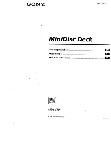 SONY MDS-S39 MINIDISC DECK OPERATING INSTRUCTIONS 111 PAGES ENG FRANC ESP