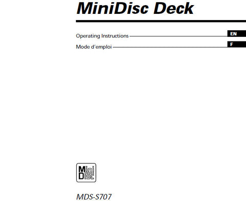 SONY MDS-S707 MINIDISC DECK OPERATING INSTRUCTIONS MODE D'EMPLOI 72 PAGES ENG FRANC