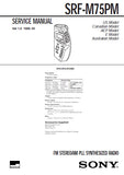 SONY SRF-M75PM FM STEREO AM PLL SYNTHESIZED RADIO SERVICE MANUAL INC BLK DIAG PCBS SCHEM DIAG AND PARTS LIST 19 PAGES ENG