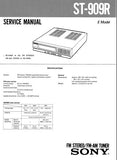 SONY ST-909R FM STEREO FM AM TUNER SERVICE MANUAL INC PCBS SCHEM DIAG AND PARTS LIST 18 PAGES ENG