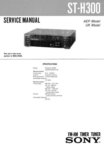 SONY ST-H300 FM AM TIMER TUNER SERVICE MANUAL INC PCBS SCHEM DIAGS AND PARTS LIST 16 PAGES ENG