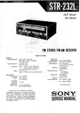 SONY STR-232L FM STEREO FM AM RECEIVER SERVICE MANUAL INC BLK DIAG PCBS SCHEM DIAG AND PARTS LIST 21 PAGES ENG