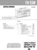 SONY STR-55D FH-55W TC-55W TC-50W COMPACT HI DENSITY COMPONENT SYSTEM SERVICE MANUAL INC BLK DIAGS PCBS SCHEM DIAG AND PARTS LIST 50 PAGES ENG