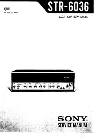 SONY STR-6036 FM AM STEREO RECEIVER SERVICE MANUAL INC BLK DIAG PCBS SCHEM DIAG AND PARTS LIST 40 PAGES ENG