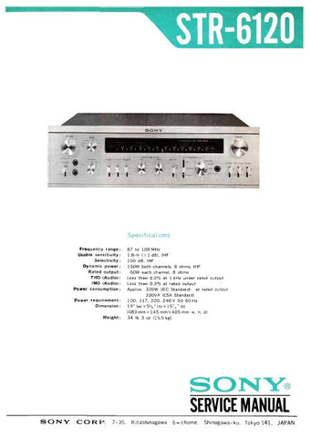 SONY STR-6120 FM AM STEREO RECEIVER SERVICE MANUAL INC BLK DIAG PCBS SCHEM DIAGS AND PARTS LIST 47 PAGES ENG