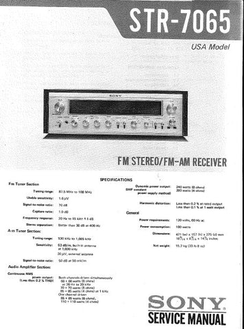 SONY STR-7065 FM STEREO FM AM RECEIVER SERVICE MANUAL INC PCBS SCHEM DIAGS AND PARTS LIST 13 PAGES ENG
