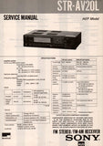 SONY STR-AV20L FM STEREO FM AM RECEIVER SERVICE MANUAL INC PCBS SCHEM DIAG AND PARTS LIST 12 PAGES ENG