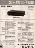 SONY STR-AV210 STR-AV310 FM STEREO FM AM RECEIVER SERVICE MANUAL INC BLK DIAG PCBS SCHEM DIAG AND PARTS LIST 12 PAGES ENG