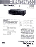 SONY STR-AV67 STR-AV650 FM STEREO FM AM RECEIVER SERVICE MANUAL INC TRSHOOT GUIDE 8 PAGES ENG