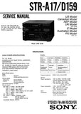 SONY STR-D159 STR-A17 FM STEREO FM AM RECEIVER SERVICE MANUAL INC BLK DIAG PCBS SCHEM DIAGS AND PARTS LIST 26 PAGES ENG