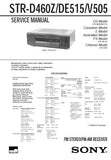 SONY STR-D460Z FM STEREO FM AM RECEIVER SERVICE MANUAL INC PCBS SCHEM DIAGS AND PARTS LIST 18 PAGES ENG