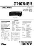 SONY STR-D715 STR-D915 FM STEREO FM AM RECEIVER SERVICE MANUAL INC BLK DIAG PCBS SCHEM DIAGS AND PARTS LIST 36 PAGES ENG