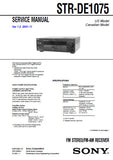 SONY STR-DE1075 FM STEREO FM AM RECEIVER SERVICE MANUAL INC BLK DIAGS PCBS SCHEM DIAGS AND PARTS LIST 82 PAGES ENG