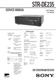 SONY STR-DE235 FM STEREO FM AM RECEIVER SERVICE MANUAL INC BLK DIAGS PCBS SCHEM DIAGS AND PARTS LIST 34 PAGES ENG