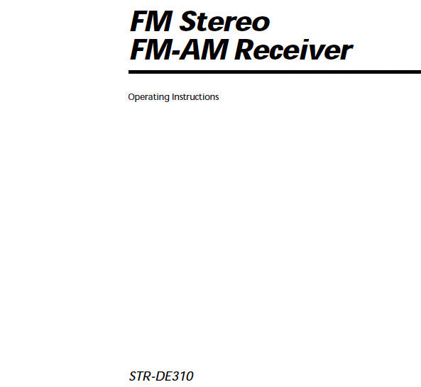 SONY STR-DE310 FM STEREO FM AM RECEIVER OPERATING INSTRUCTIONS 16 PAGES ENG