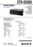 SONY STR-DE695 FM STEREO FM AM RECEIVER SERVICE MANUAL INC BLK DIAGS PCBS SCHEM DIAGS AND PARTS LIST 60 PAGES ENG