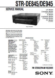 SONY STR-DE845 STR-DE945 FM STEREO FM AM RECEIVER SERVICE MANUAL INC BLK DIAGS PCBS SCHEM DIAGS AND PARTS LIST 78 PAGES ENG