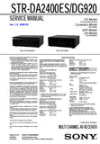 SONY STR-DG920 STR-DA2400ES MULTICHANNEL AV RECEIVER SERVICE MANUAL INC BLK DIAGS PCBS SCHEM DIAGS AND PARTS LIST 144 PAGES ENG