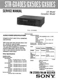 SONY STR-GX40ES STR-GX50ES STR-GX60ES FM STEREO FM AM RECEIVER SERVICE MANUAL INC BLK DIAGS PCBS SCHEM DIAGS AND PARTS LIST 41 PAGES ENG